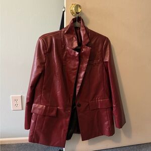 Amazon Women's Deep Red Leather Blazer
